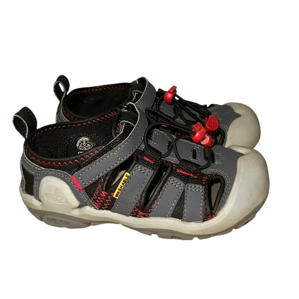 Keen Knotch Creek Kids‎ Sandals Size 12 Gray Red Outdoor Water